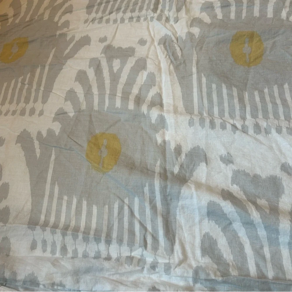 West Elm Duvet Cover King 100% Linen Boho Geometric Patterned Romantic